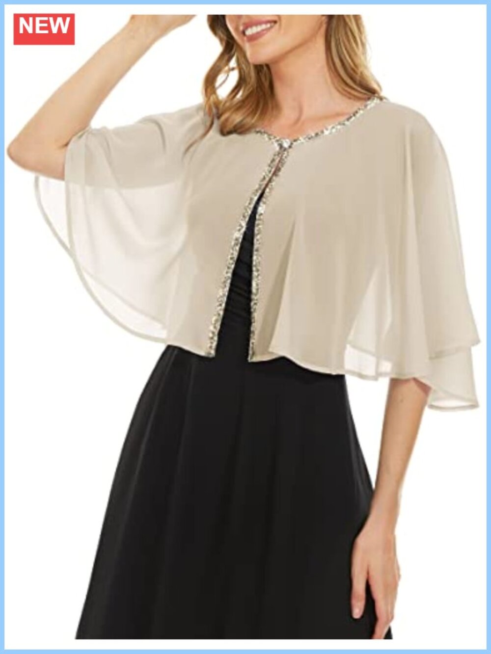 Rheane Soft Chiffon Sequins Shawl Wrap for Evening Dress Wedding Formal